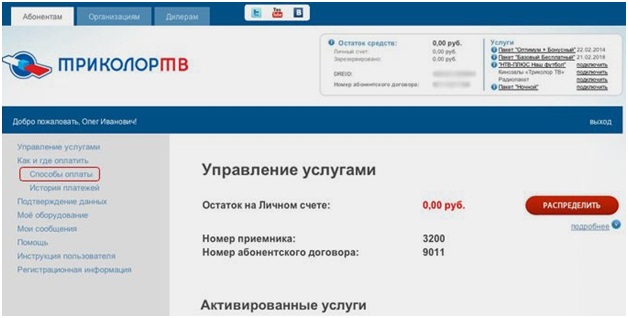 Триколор ТВ личный кабинет: как проверить баланс, инструкция Триколор ТВ личный кабинет: как проверить баланс, инструкция